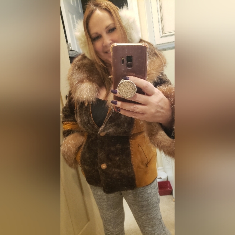 Leather Renditions Fur Multi-Brown Jacket | Size 40